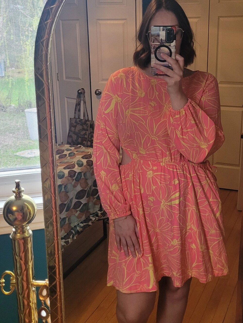 NWT Universal Thread Pink Floral Long-Sleeve Mini Dress